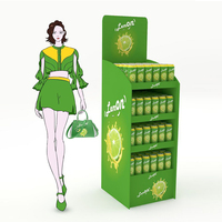 Présentoir en carton ondulé pliable portable personnalisé pour les bouteilles de vin et de bière de supermarché au détail