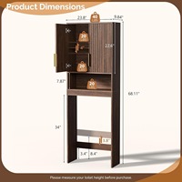 Lemari Penyimpanan Toilet Kayu Modern Midcentury, Organizer Kamar Mandi dengan Pintu Beralur untuk Kamar Mandi dan Ruang Cuci