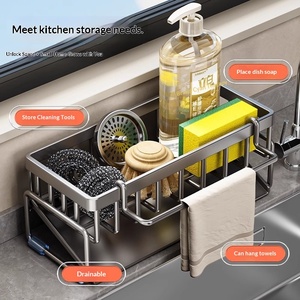 Escurridor de Fregadero con Organizador de Platos y Almacenamiento de <span class=keywords><strong>Detergente</strong></span>, Solución de Almacenamiento Metálica Imprescindible - Product Image 4
