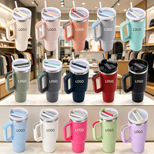 30oz 40oz Matte <b>Macaron</b> Car Large Handle Stainless Steel Insulated Tumbler Flip Straw Lid Custom Promotional Gift Bulk Wholesale - Product Image 1