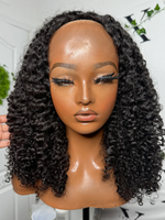 Perruque mi-tête bouclée naturelle en cheveux humains bruts birmans, sans colle, pour femmes noires, facile à porter, pré-épilée, installation facile, perruque mi-tête à retourner
