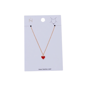 Collana con Cuore Rosso in Acciaio Inossidabile, Gioiello Pendente per Donne, Accessorio di Moda - Product Image 1