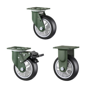 YTOP Rollen aus Mangan stahl 5-Zoll-6-Zoll-8-Zoll-Gummi Hoch leistungs mit Brems wagen Rad Richtungs-PU-Rolle - Product Image 1