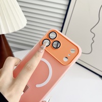 Coque de téléphone ultra-fine en TPU+PC couleur bonbon avec anneau magnétique, cordon de maintien et texture mate pour charge sans fil, compatible 17 Pro Max
