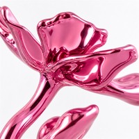 Ensemble de 3 sculptures d'orchidées roses personnalisables en résine, durables et aérographeées, avec statue magenta brillante, pour commandes en gros, remises de diplômes et halls d'hôtel