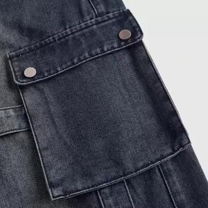 Nouveau Jean d'été tendance pour femme, jean cargo ample en coton délavé à l'acide avec plusieurs poches, style streetwear personnalisé pour filles - Product Image 3