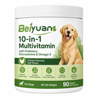 10-in-1 Multivitamine Kauwtabletten voor Honden met Probiotica, Glucosamine, Omega-3, ter ondersteuning van Immuunsysteem, Spijsvertering, Gewrichten, Hart, Huid en Vacht, met Kip