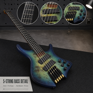 Système de micros double fiable, réduit le bruit des <span class=keywords><strong>cordes</strong></span>, circuit électronique stable, <span class=keywords><strong>basse</strong></span> électrique <span class=keywords><strong>5</strong></span> <span class=keywords><strong>cordes</strong></span> sans tête personnalisée OEM - Product Image 1