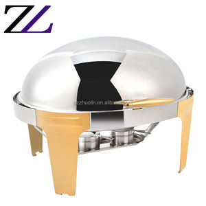 Cubas ที่อุ่นอาหารสแตนเลสสำหรับงานแต่งงาน,ชุดอาหารแบบม้วนด้านบนสำหรับพิธีกรบุฟเฟ่ต์สีทอง - Product Image 5