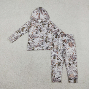 Ensembles de vêtements pour bébés garçons, chemises à manches longues avec capuche à motifs de feuilles, poches, pantalons - Product Image 3