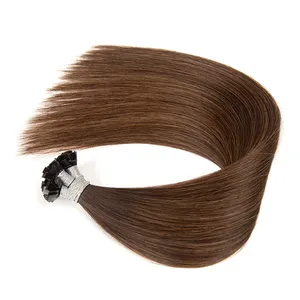 Bán buôn Châu Âu Remy phần mở rộng tóc con người đôi rút ra thẳng Keratin tip phẳng nhuộm Flat tip phần mở rộng tóc