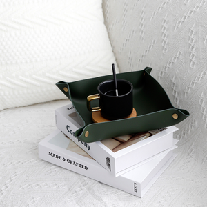 <span class=keywords><strong>Vassoi</strong></span> portaoggetti in pelle PU pronti per la spedizione, vassoio decorativo per dadi, vassoio pieghevole per monete e chiavi - Product Image 5