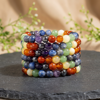 Bracelet en perles de cristal naturel 7 chakras de 8 mm, style classique, pour la guérison, la méditation, la mode, le bouddhisme tibétain, anniversaire