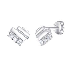 Custom Factory In Stock 925 <b>Sterling</b> <b>Silver</b> Charm Minimalist Design Cubic Zirconia Earrings <b>Stud</b> Fine Fashion Jewelry for Women - Product Image 1