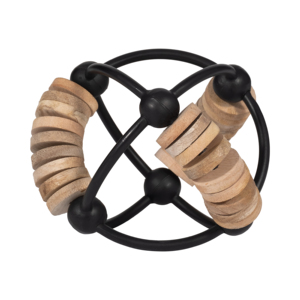 Orb di Metallo a Forma di Abaco con Dettagli in Legno, Scultura Decorativa per Soggiorno - Product Image 1