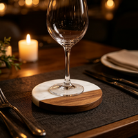 Sous-verres ronds en bois et marbre, vente chaude, pour tasses, articles de cuisine personnalisés