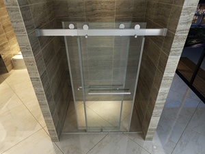 <span class=keywords><strong>Porte</strong></span> de <span class=keywords><strong>douche</strong></span> coulissante sans cadre en aluminium moderne, verre trempé de 8 mm, <span class=keywords><strong>sur</strong></span> <span class=keywords><strong>mesure</strong></span>, pour hôtel et usage domestique, avec système de glissière à roulettes - Product Image 4