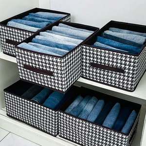 Fabric Storage <b>Box</b> Closet <b>Wardrobe</b> Clothes Organizer <b>Box</b> Foldable Organizer Drawer for Clothing Pants Jeans - Product Image 3