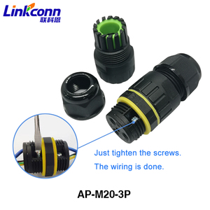 IP68 <span class=keywords><strong>2</strong></span>/<span class=keywords><strong>3</strong></span>/4/5/6针户外防水连接器电缆电源连接PA66，用于照明和电气接线端子AP-M30-3P - Product Image 1