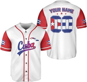 Maillot de baseball personnalisé avec broderie de logo, maillot du drapeau de Cuba, maillot cubain pour hommes et femmes, t-shirt avec drapeau de Cuba et des États-Unis - Product Image 2
