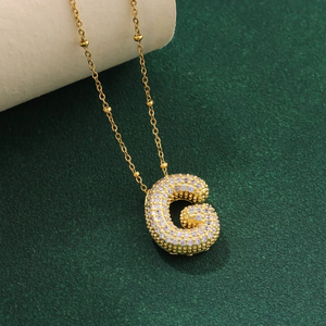 Lusso nuovo inglese <span class=keywords><strong>lettera</strong></span> <span class=keywords><strong>G</strong></span> cristallo zircone oro placcato in acciaio inox collane alla moda girocollo femminile gioielli a catena per regalo - Product Image 3