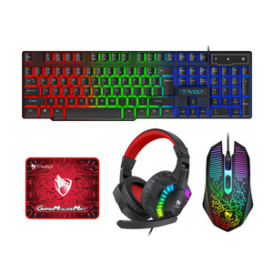 Teclado con cable de color TF810, ratón, auriculares y almohadilla combinados, juego de ratón con teclado brillante para juegos <span class=keywords><strong>USB</strong></span> de alta calidad - Product Image 1