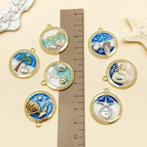 Yaz plaj tema emaye Ally <span class=keywords><strong>Charms</strong></span> kolye kadın bilezik kolye DIY takı yapımı için uğurlu takı malzemeleri, 28x25mm - Product Image 6