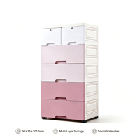 Nouvelle commode à 5 tiroirs en plastique rose et blanc pour le rangement des vêtements dans la chambre