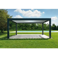 Gazebo extérieur bioclimatique de luxe 4*4 Pergola avec lumière LED Arche Arbours Pergolas solaires rétractables en aluminium allié à persiennes
