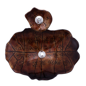 Nuevo diseño Oracle Bone Script Pattern Lavabos <span class=keywords><strong>de</strong></span> mano <span class=keywords><strong>de</strong></span> vidrio Fregaderos <span class=keywords><strong>de</strong></span> gabinete <span class=keywords><strong>de</strong></span> baño Fregadero moderno marrón Lavabo <span class=keywords><strong>de</strong></span> baño con grifo - Product Image 3
