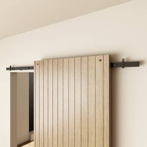 Kit porta scorrevole interno moderno Hotel con Hardware invisibile in legno finito - Product Image 2