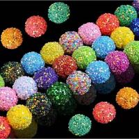 Perles en résine avec strass 20 mm, perles rondes scintillantes, fournitures de fabrication de bijoux DIY pour bracelets, colliers, stylos, artisanat et décorations faites à la main