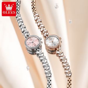 OLEVS 5679 <span class=keywords><strong>Montre</strong></span> à quartz élégante en acier inoxydable de luxe avec logo personnalisé Odm, calendrier diamant, étanche, lumineuse pour <span class=keywords><strong>femme</strong></span> - Product Image 3