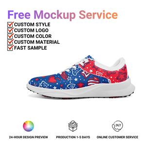 Chaussures de golf antidérapantes imprimées avec des graffitis patriotiques OEM, impression à la demande, chaussures de terrain FN062-26028028-<span class=keywords><strong>1</strong></span> - Product Image 2