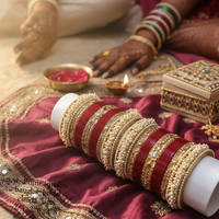 PADMAWATI BANGLES PRIVATE LIMITED Juego de Brazaletes de Lujo para Mujer, Chapados en Oro de Tungsteno de Alta Calidad, para Novias Indias, Compromiso y Boda