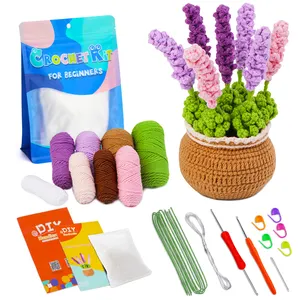 Kit de ganchillo personalizado planta lavanda woobles Kit de tejer Kit de ganchillo para principiantes flores