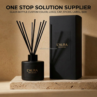 Diffuseur de parfum en verre vide de luxe LZ pour la décoration de la maison et du bureau, bouteille en verre 100-120 ml avec couvercle noir mat
