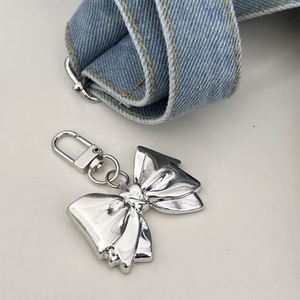Korean Ins Creative Heart Keychain New Bow Tie <b>Acrylic</b> Decorative Pendant Rechargeable Metal Keychain - Product Image 2