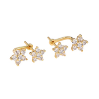 Zierlicher Großhandel 925 Sterling Silber 18 Karat vergoldet Sternform winzige kleine Ohr stecker für Frauen