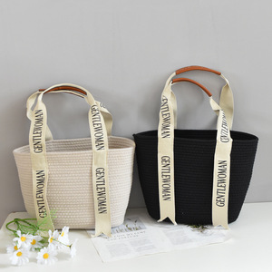 Woven Tote <b>Bag</b> Large Capacity Summer <b>Beach</b> <b>Bag</b> Casual Straw Handbag For <b>Women</b> Khaki Beige Black Minimalist Style - Product Image 3