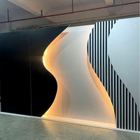 Backdrop Pernikahan Akrilik PVC Custom, Dinding Latar Belakang 3D Putih Hitam Modern untuk Dekorasi Panggung Acara Pesta, Mudah Dipasang
