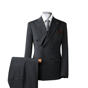 <span class=keywords><strong>Costume</strong></span> d'affaires <span class=keywords><strong>haut</strong></span> <span class=keywords><strong>de</strong></span> <span class=keywords><strong>gamme</strong></span> pour <span class=keywords><strong>homme</strong></span>, croisé, rayé, respirant, infroissable, en tissu peigné viscose/polyester, coupe droite, grande taille - Product Image 4