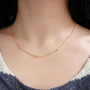 Collar Clásico Simple Básico de Cadena, Acero Inoxidable con Baño de Oro de 18k, No se Desvanece, Joyería Minimalista de Cadena Espiga/Serpiente - Product Image 3