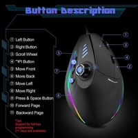 Souris de jeu verticale C-18 filaire RGB ergonomique USB Joystick Souris de jeu programmable pour PC Ordinateur Joueurs