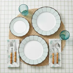 Vajilla Moderna de Cerámica Verde Menta con Borde Festoneado, Platos de Porcelana, Vajilla Elegante de Porcelana Fina, Vajilla de Cocina al por Mayor - Product Image 5
