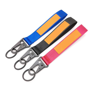 Custom logo Polyester Short Wrist Strap Key Chain Lanyard Carabiner Short Lanyard Keychain with Printed logo