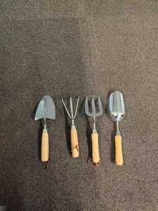 4 cái thép không gỉ vườn tu Fork cấy trowel với tay cầm bằng gỗ vườn tay công cụ Kit Set - Product Image 3