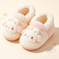 Chaussons d'hiver chauds en fourrure pour enfants Kedi, design mignon de dessin animé avec animal en peluche, pour chambre d'enfant, intérieur, pour parents et enfants