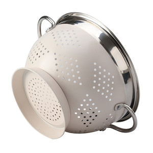 Factory Custom Vintage Powder Coated <b>Stainless</b> <b>Steel</b> <b>Colander</b> Strainer Bowl with Handles and Pedestal Base for Kitchen Pasta - Product Image 4