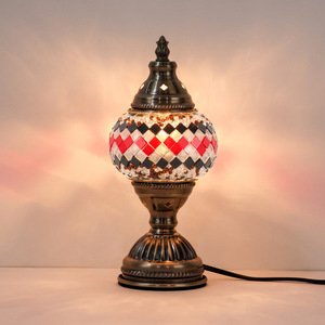 Lampe de table électrique en mosaïque turque faite à la main avec des perles de verre colorées, kit de lampe de nuit décorative, décoration d'intérieur pour bébés et enfants - Product Image 1
